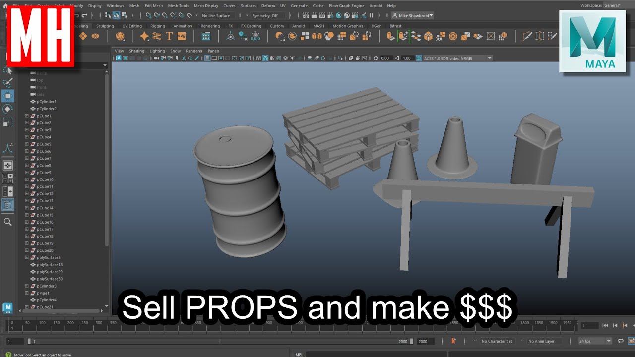 Let's model some 3D PROPS in Autodesk MAYA and make some $$$