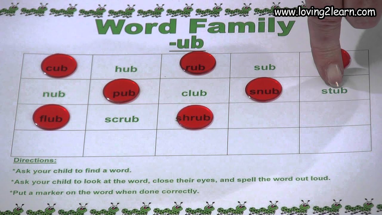 Bingo Word Family 