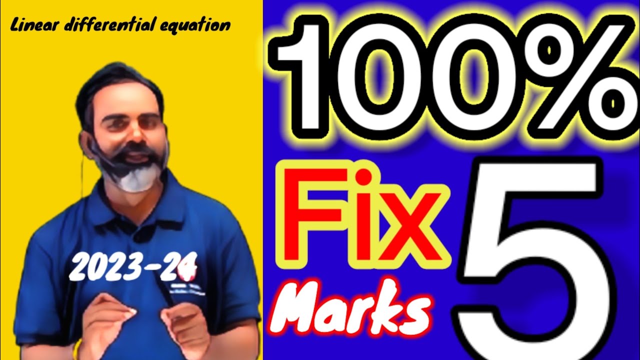 5 Marks mathematics fix Question from linear differentia equation for puc board exam 2024