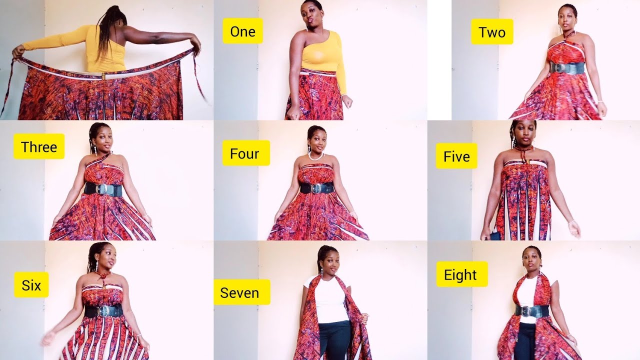 how to wrap an African wrap skirt/one wrap skirt 8 different styles