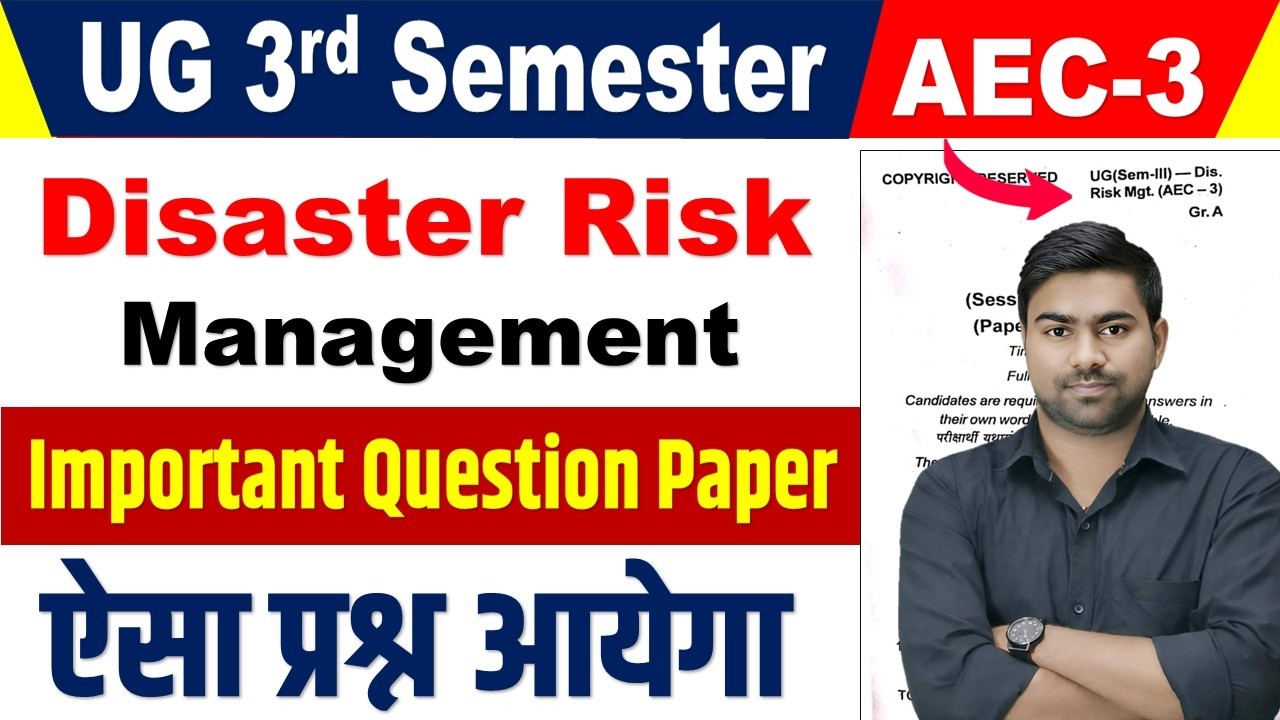 Disaster Risk Management (aec-3) Question Paper | Disaster risk management objective Question 2026