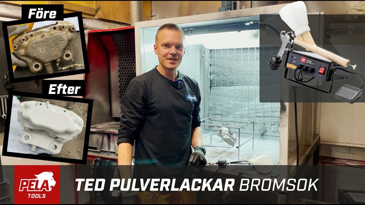 Ted pulverlackar bromsok med PELA pulverlackeringsspruta