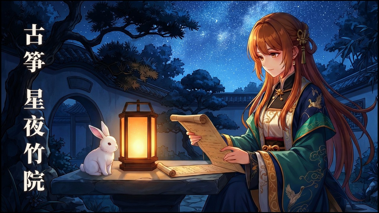 Ancient Chinese Lofi 🌌 Night Focus Study Music | Starry Bamboo Courtyard