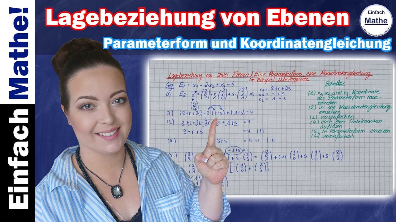 Lagebeziehung von zwei Ebenen | Parameterform und Koordinatengleichung by einfach mathe!