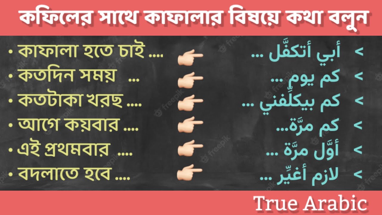 কফিলের সাথে কাফালার বিষয়ে কথোপকথন | learn Arabic sentences | تعلم العربية باللغة البنغالية