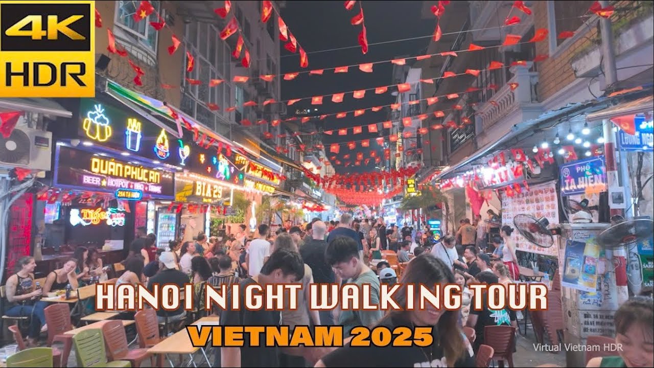 4K HDR | Hanoi Old Quarter Walking Tour - Night Market & Ta Hien Beer Street At 7:30 PM on Sunday