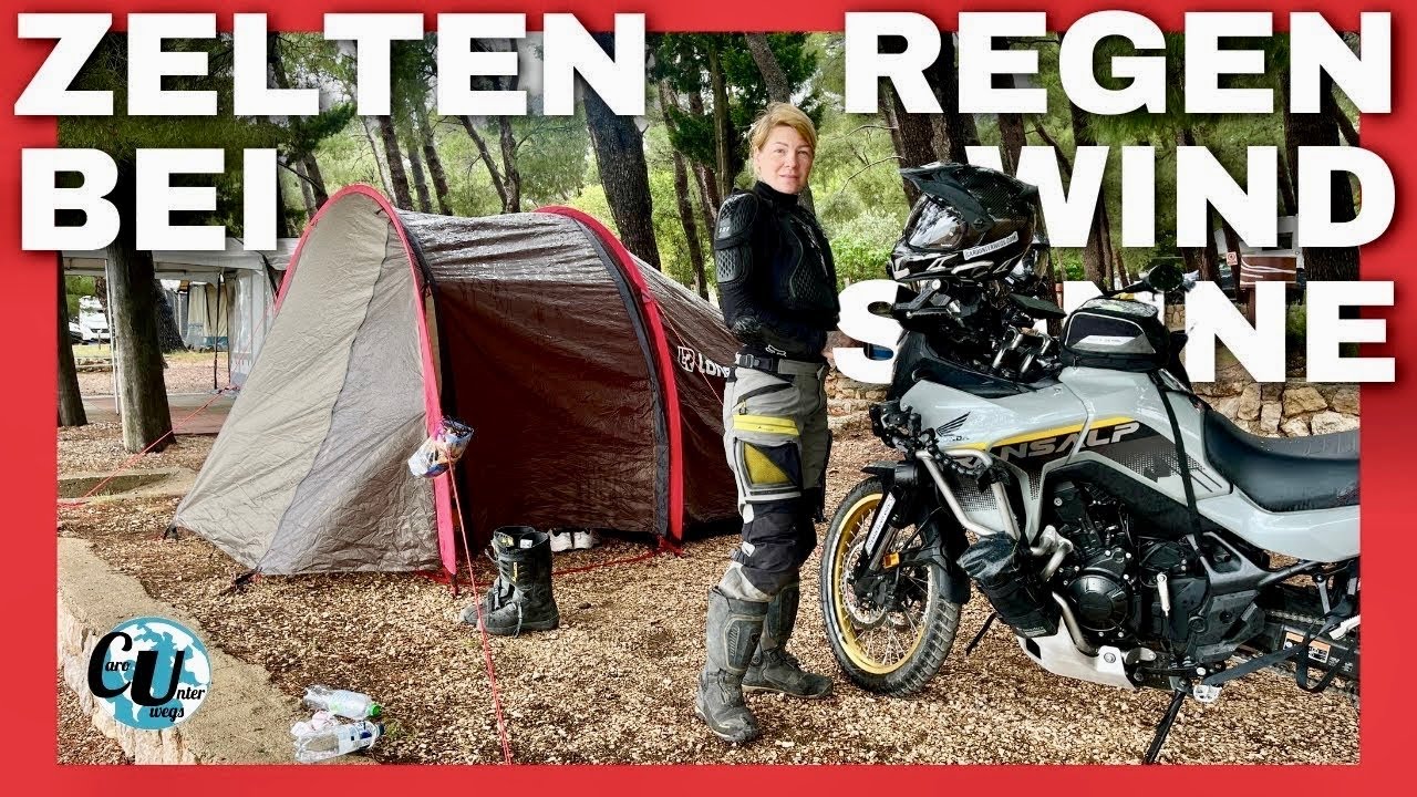 Motorrad Reise Zelt im Test | Regen,Wind und Sonne 4K