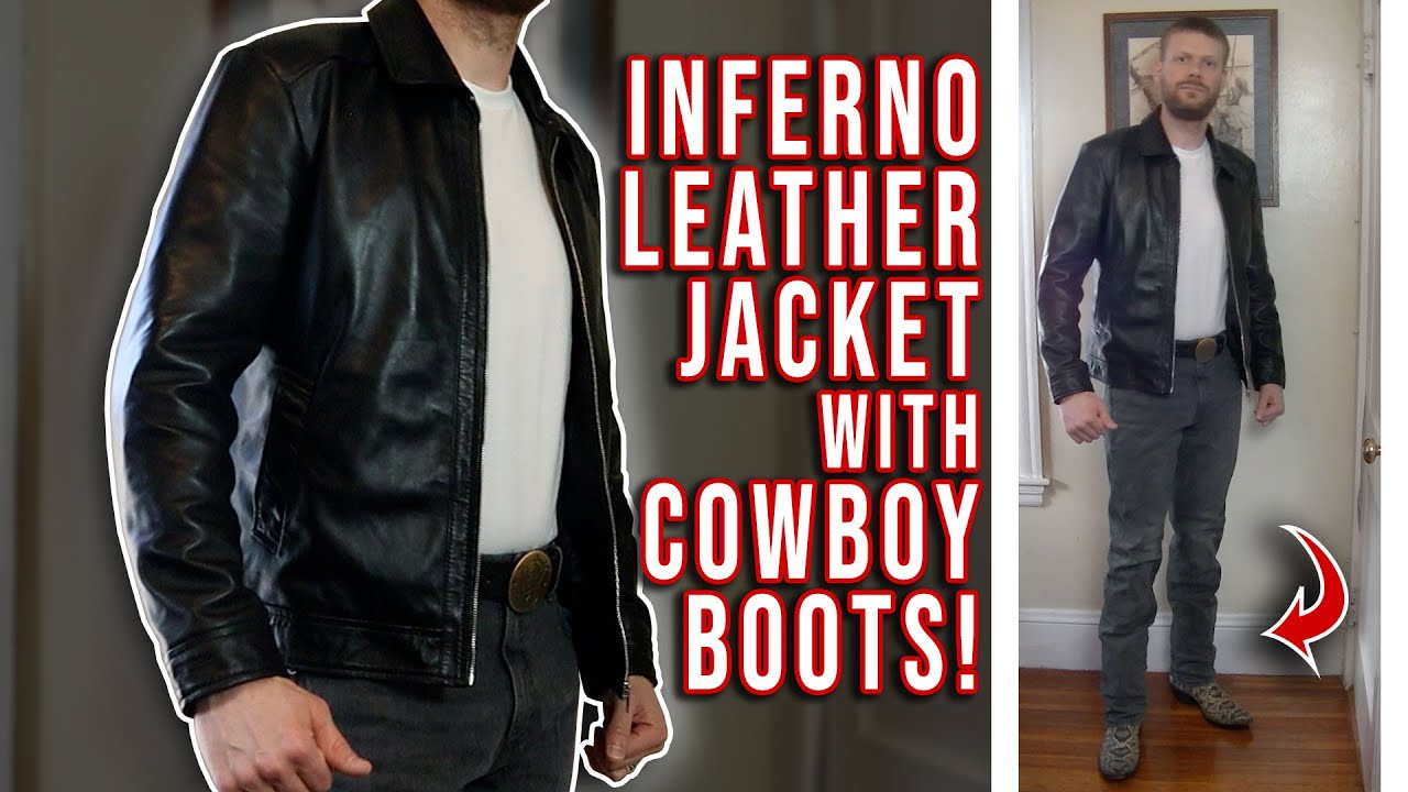 COMPLETE THE LOOK! Men's Black Leather Jacket with Cowboy Boots | The Jacket Maker Review