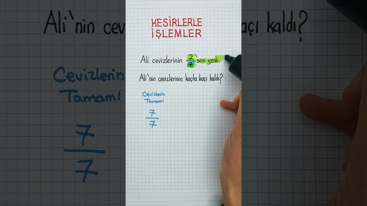 4.SINIF🟠KESİR PROBLEMLERİ🟠Kesirlerle &Ccedil;ıkarma İşlemi Yapma ➡️ #kesirler ✅️✅️