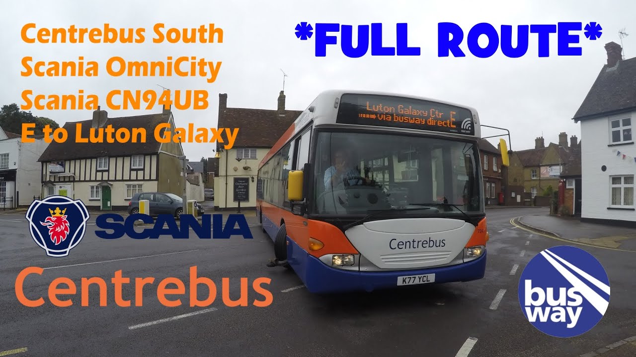 *FULL ROUTE* Centrebus South | Scania OmniCity | Scania CN94UB | E to Luton Galaxy Ctr | K77 YCL