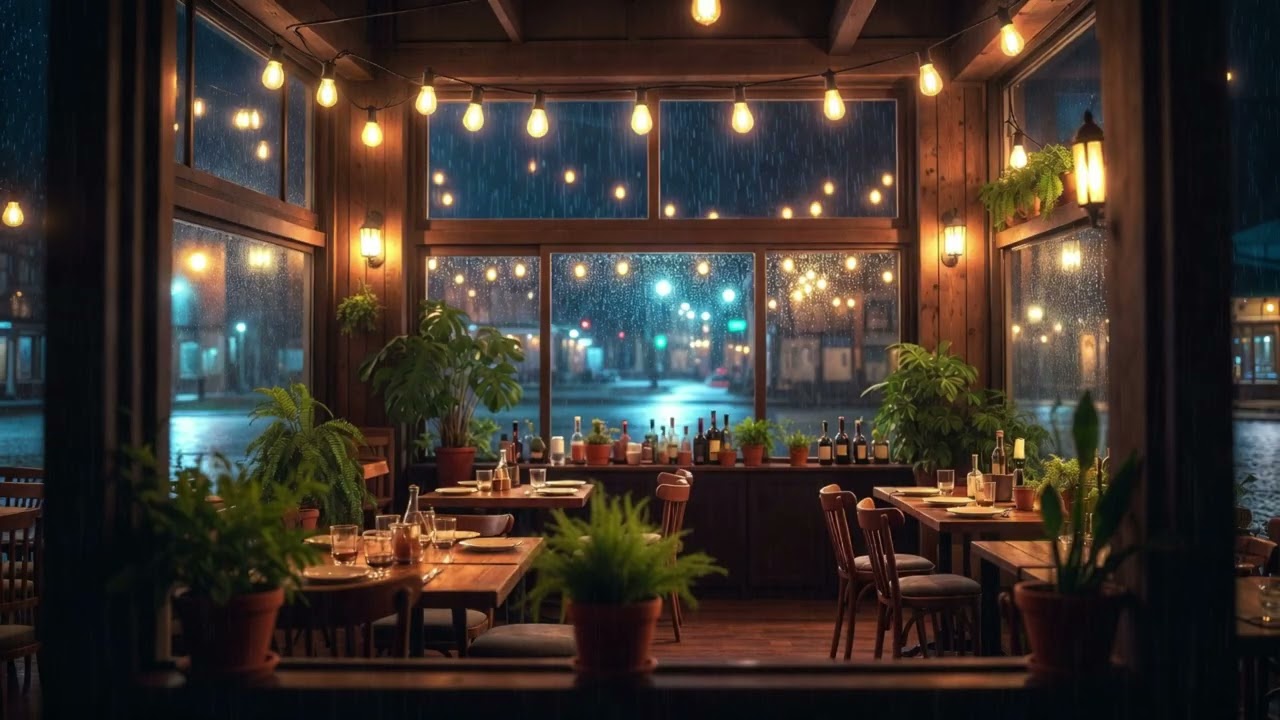 Rainy Evening Café Ambience 🌧️ Cozy Rain Sounds for Study & Focus