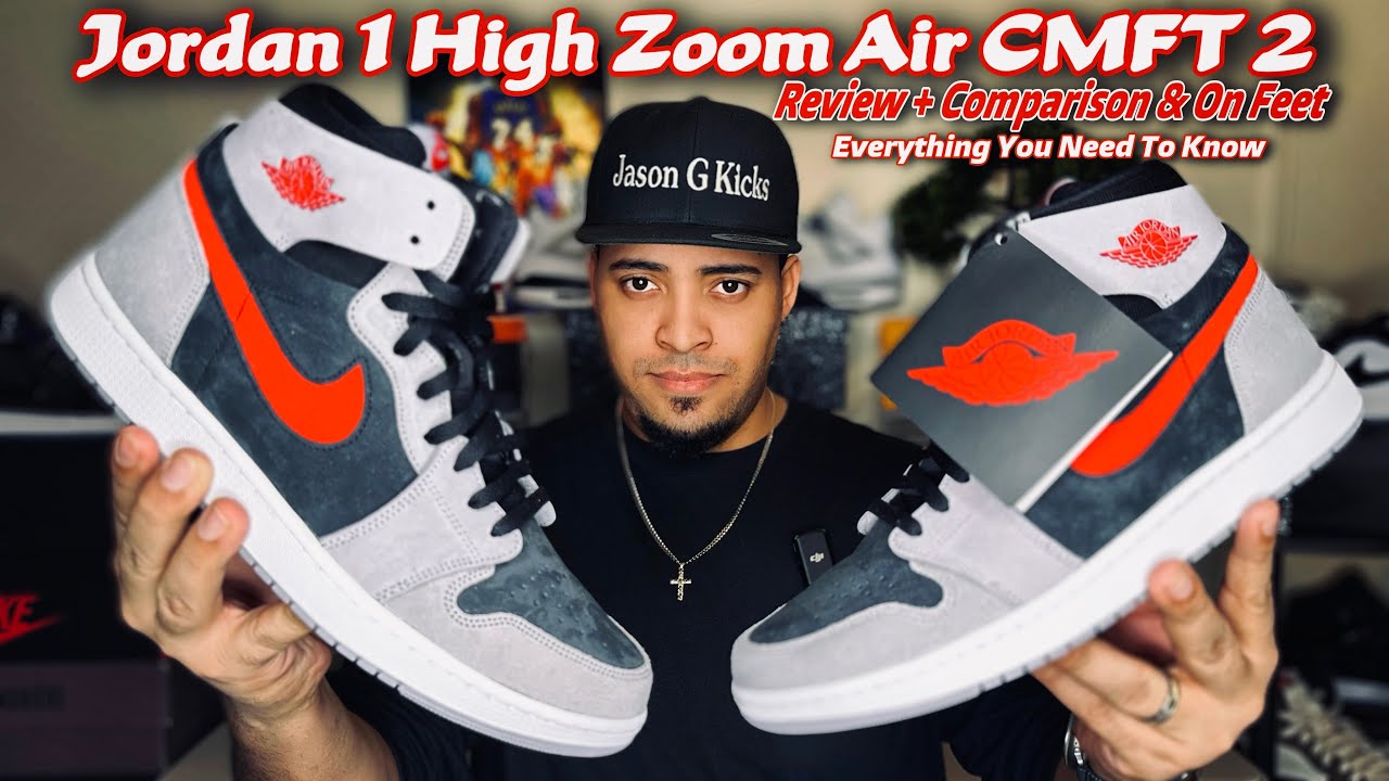 Обзор кроссовок Air Jordan 1 Zoom Comfort 2 «Огненно-красный/Цементно-чёрный» + сравнение и отзыв...