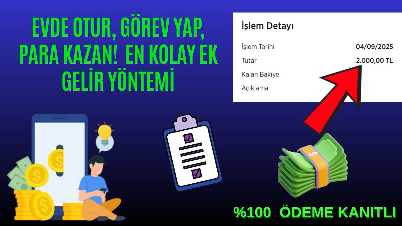 Evde Otur, G&ouml;rev Yap, Para Kazan! 💻 En Kolay Ek Gelir Y&ouml;ntemi | İnternetten Para Kazanma 2025