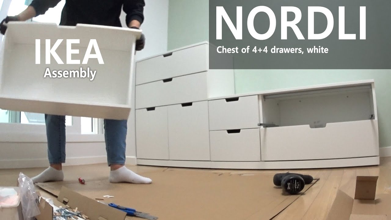 How to Assemble IKEA - 이케아 NORDLI 노르들리 4칸 + 4칸 서랍장, 화이트, 조립하기