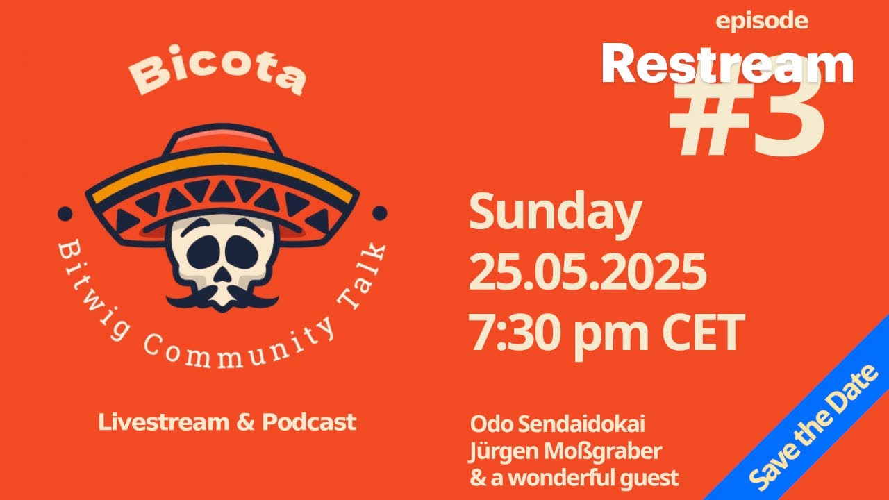 BiCoTa #3 - Bitwig Community Talk - Livestream & Podcast | GUEST Wim Creating Spaces