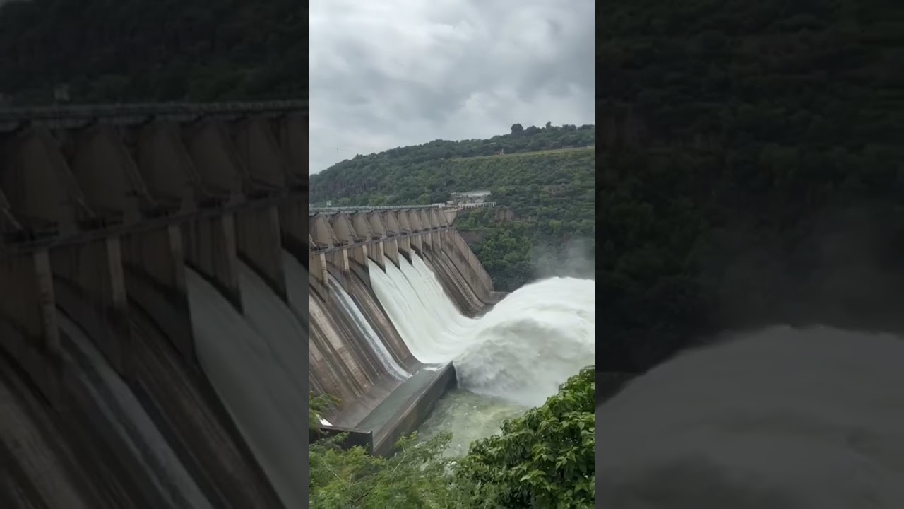 Srisailam dam four gates opened  #srisailam#srisailam dam#travel#nature