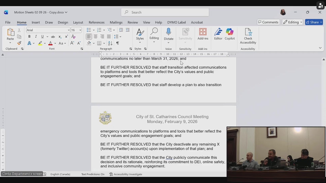 City of St. Catharines Council Meeting - February 9, 2026