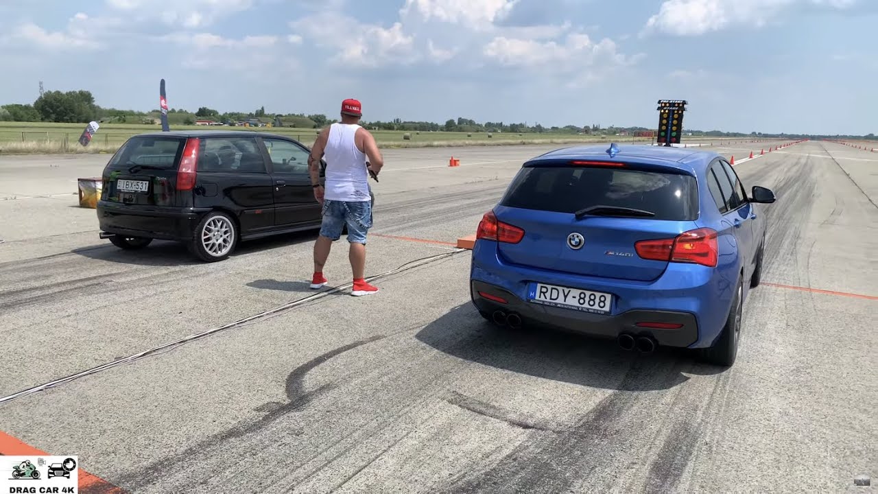 BMW M140i vs Fiat Punto GT drag race 1/4 mile 🚦🚗 - 4K