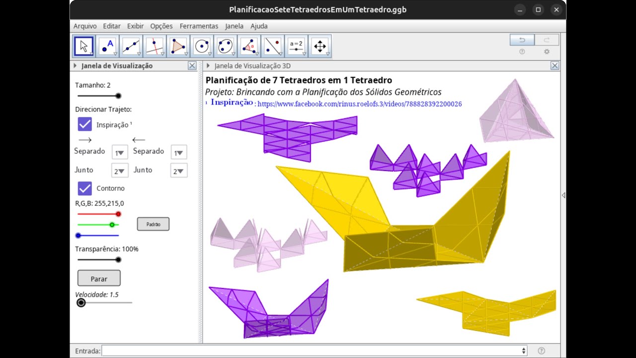 Planificação de Sete Tetraedros em Um Tetraedro (Net of Seven Tetrahedra into a Single Tetrahedron)