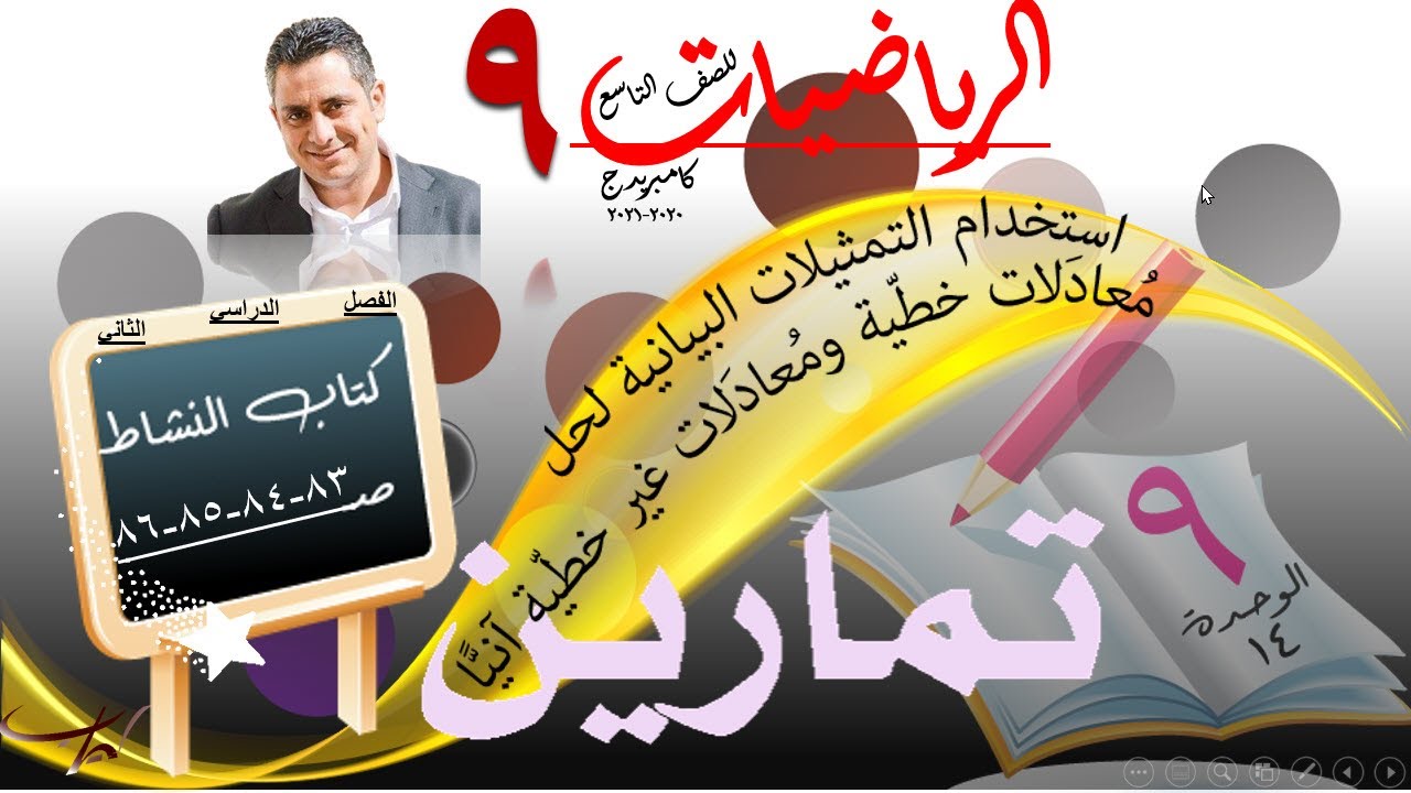 استخدام التمثيلات البيانية لحل مُعادَلات خطية وغير خطية 14-4 + حل تمارين كتاب النشاط صـ 83-84-85-86