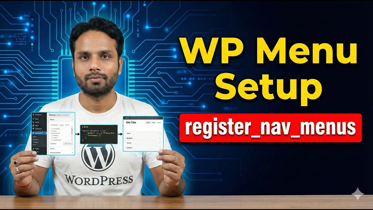 Add Primary Navigation Menu in WordPress Custom Theme | register_nav_menus Explained #webdevelopment