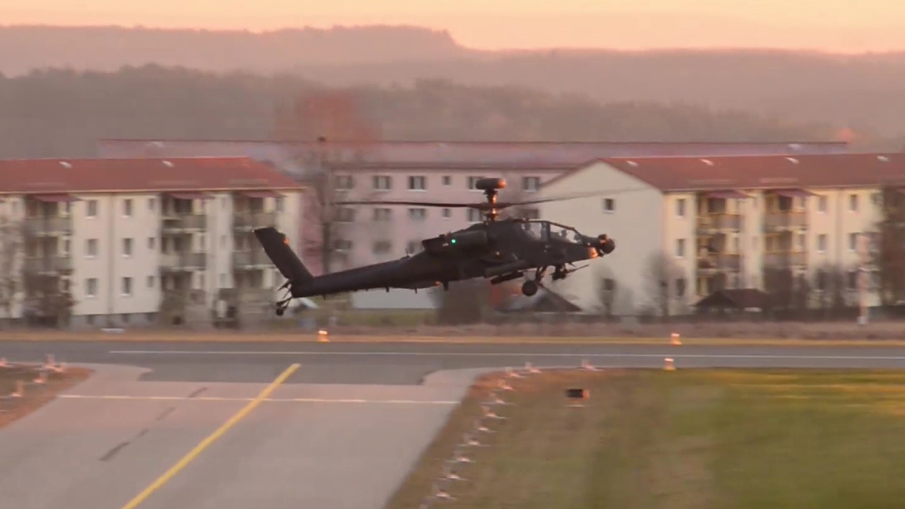 Apache Helicopter Returns To Katterbach Army Airfield