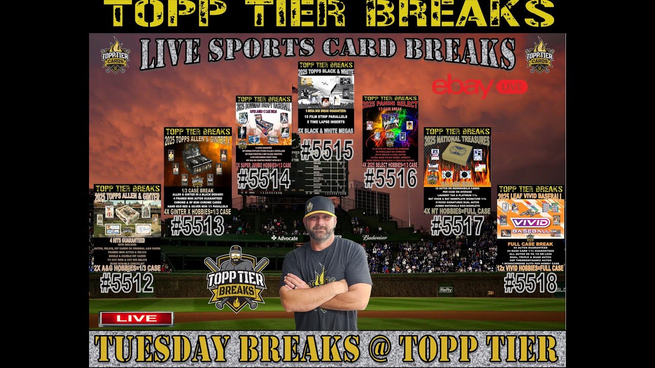TUESDAY NIGHT BREAKS - 2025 BOWMAN DRAFT, NATIONAL TREASURES, GINTER X, SELECT & TOPPS BLACK & WHITE