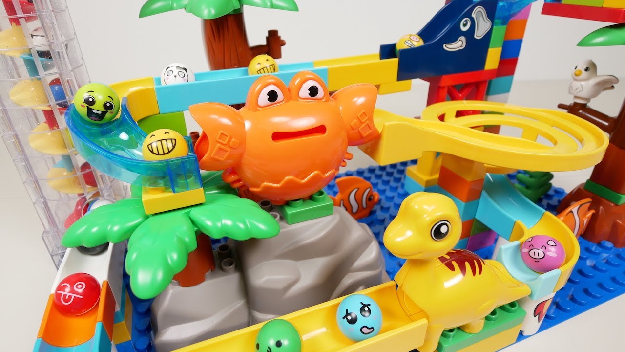 Satisfying Marble Run ASMR ☆ Building Blocks crab course