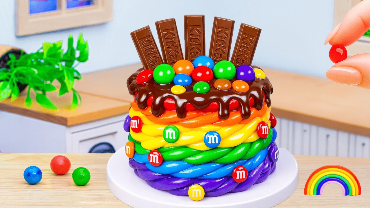 Mini Rainbow Cake Recipe With Chocolate🌈Best of Rainbow KITKAT Cake Recipe💕Sweet Cakes