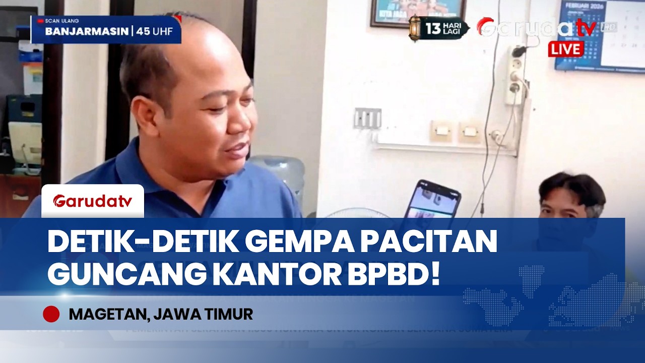 Gempa M 6,4 Pacitan Guncang Magetan: Detik-Detik Anggota BPBD Terjatuh Terekam CCTV!