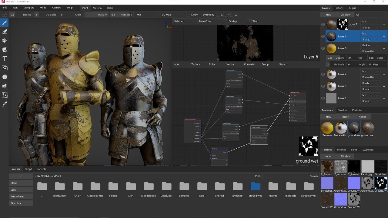 Видеокурс ArmorPaint - 05 - Слои и смешивание, материалы, узлы, рельефы, перемещения, маски, ...