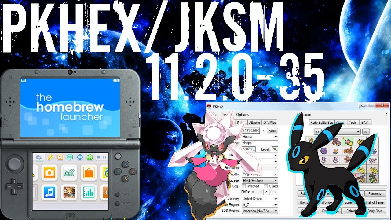 Как использовать JKSM и PokeGen на PKHEX 11.2.0-35 2DS 3DS New 3DS