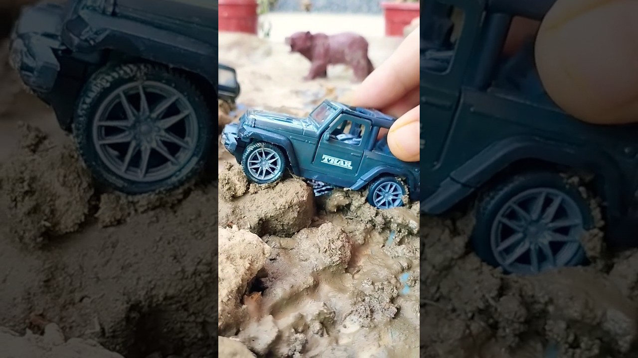 Off-roading test by Mahindra Thar Miniature 4&times;4 drive experience 1:32 scale model car