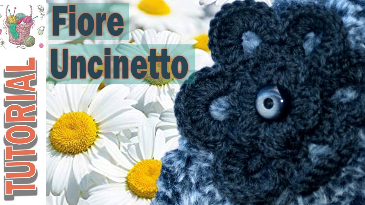 FIORE UNCINETTO TUTORIAL  - Video tutorial, come fare un fiore decorativo all'uncinetto per cappello