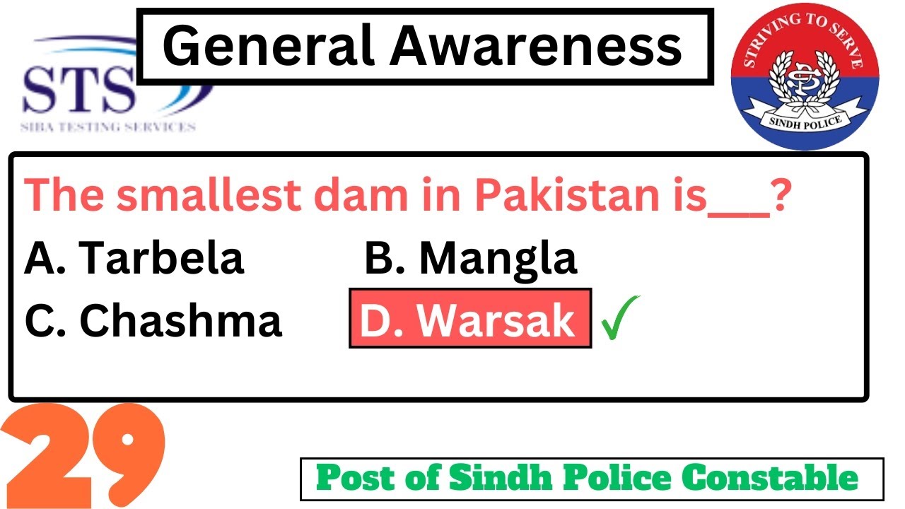 General awareness | Most repeated and previous asked in past papers | STS IBA  sindh Police | 29