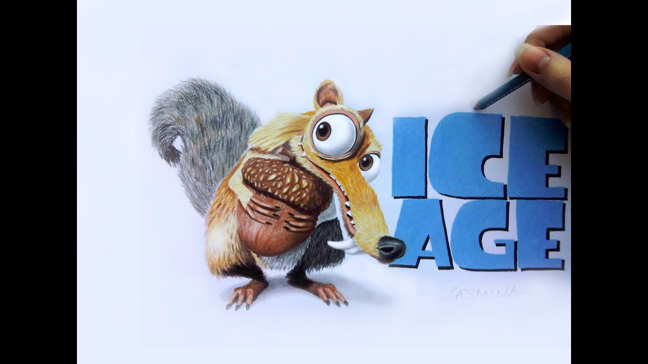 Speed drawing of Scrat from Ice Age movie