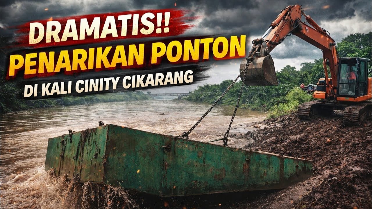 DRAMATIS‼️PENARIKAN PONTON DI KALI CINITY CIKARANG KARANGHARJA #kdm 
