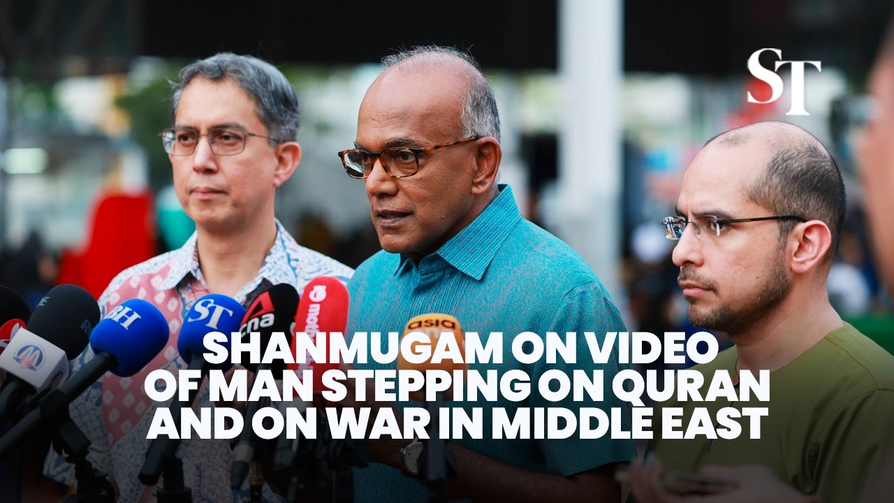FULL: Minister Shanmugam comments on man in video stepping on Quran and on the Middle East war
