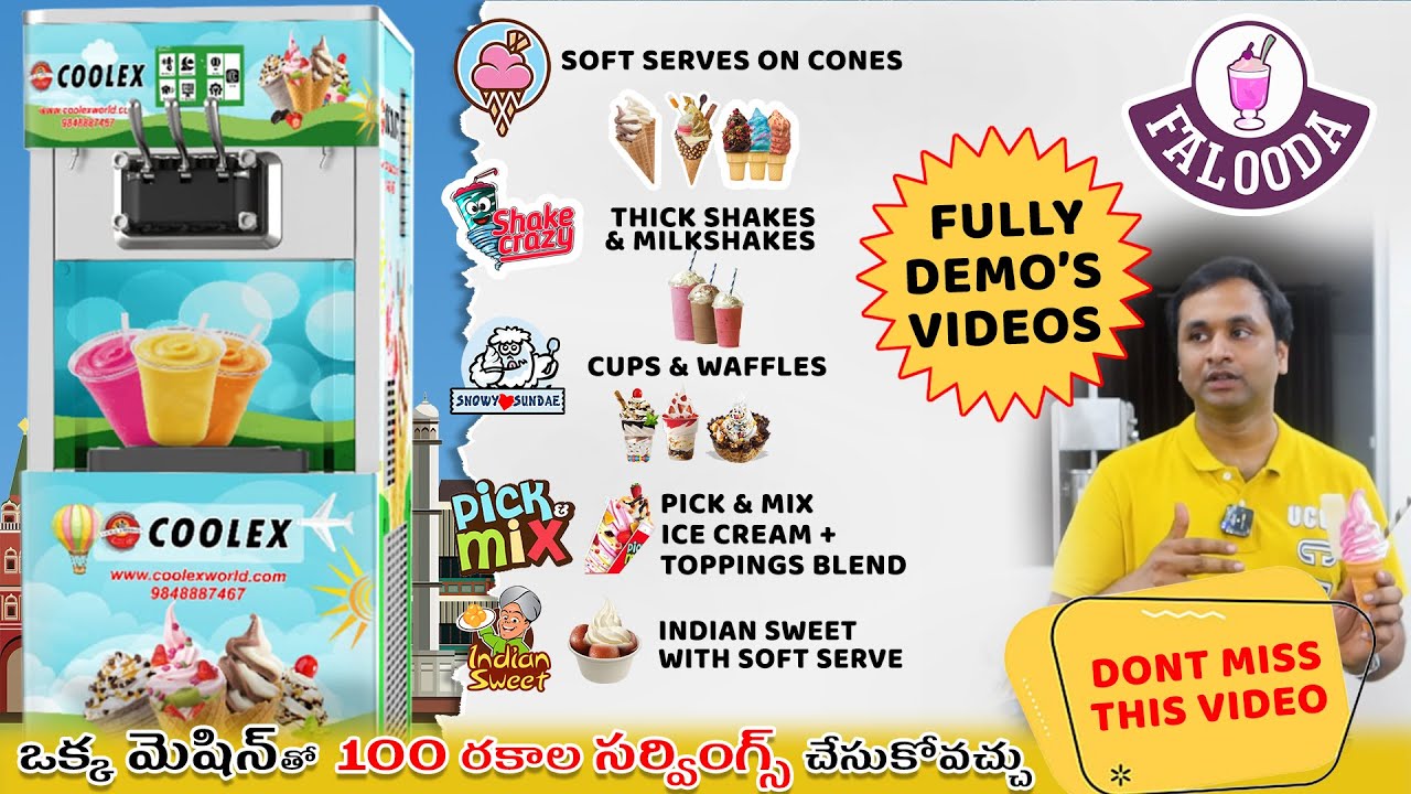 Thick shakes, Falooda , ice-creams with Softy Ice Cream Machine make 100s of Recipes Demos