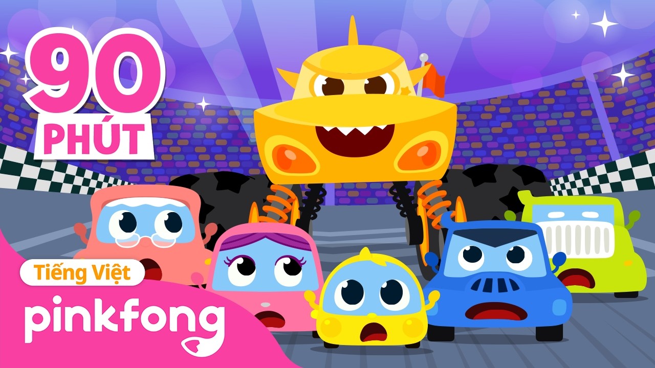 Tuyển tập Ô tô con 🚗 Xe buýt 🚌 | Bài hát về xe cộ không ngừng | Baby Shark Cá Mập Con Pinkfong