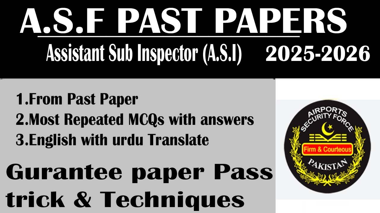 Asf ASI most important Mcqs | ASF Written Test Preparation | ASF ASI written Test | LDC,UDC,Corporal