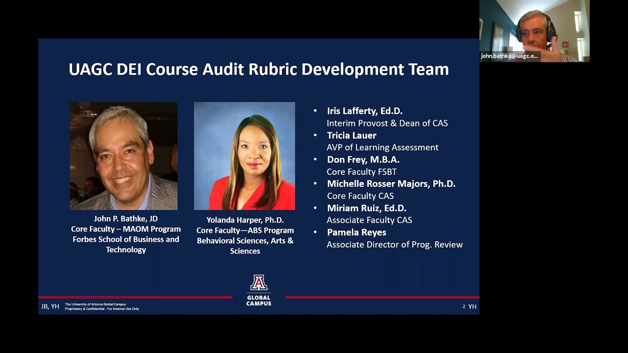 University of Arizona Global Campus DEI Course Audit Rubric