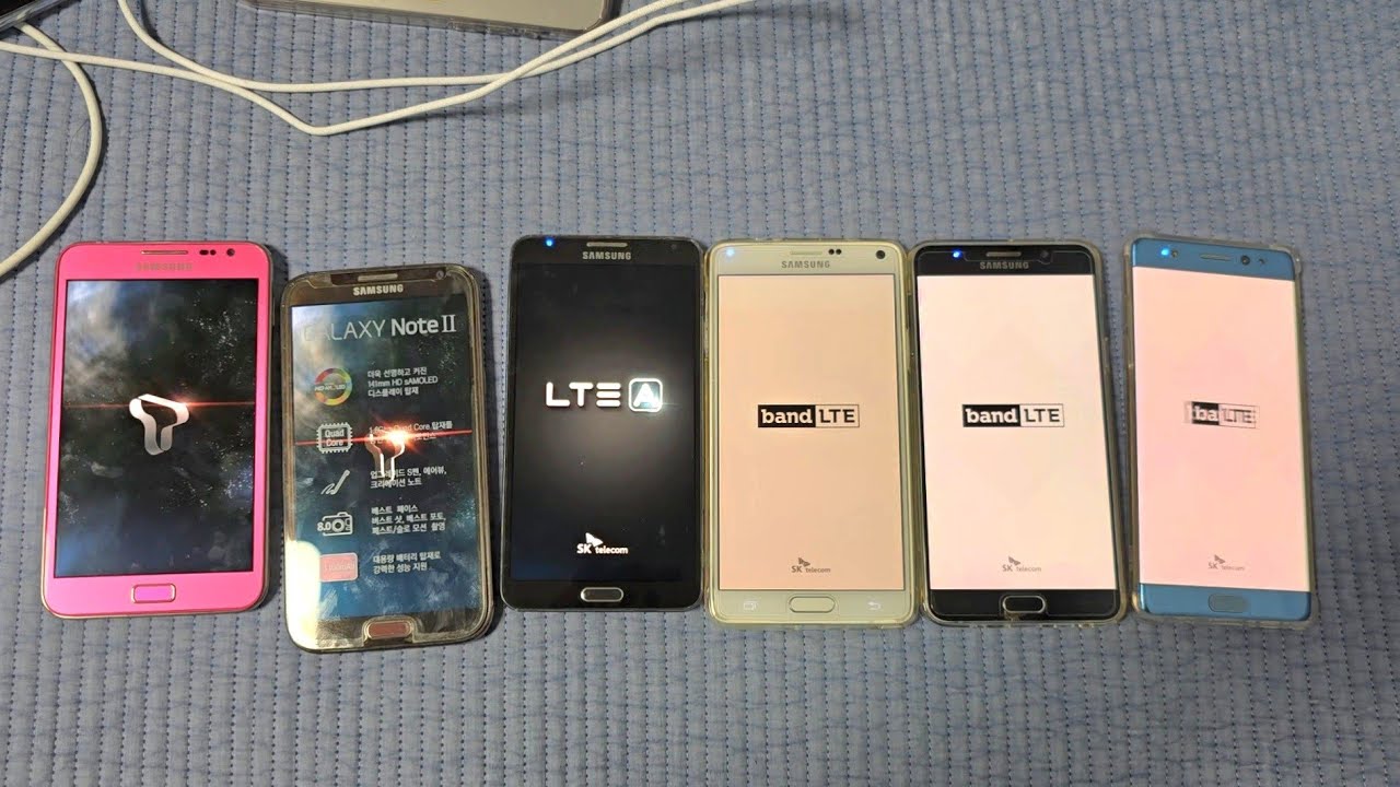 갤럭시 노트1~노트7(FE) 부팅영상 - samsung Galaxy Note1 ~ Note7 BOOT test
