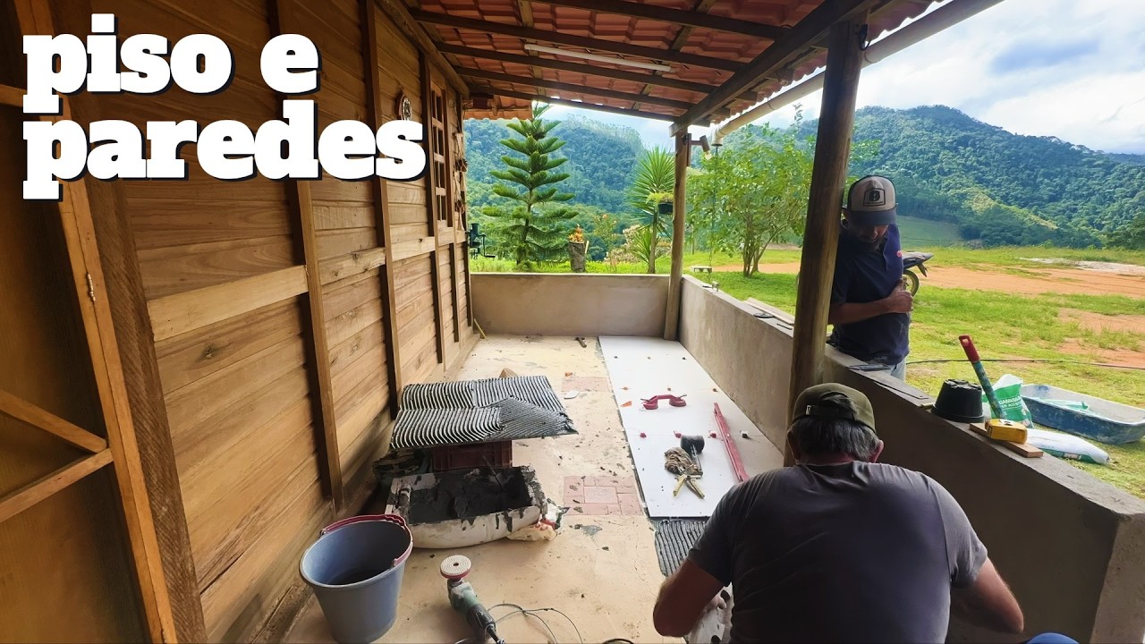 Terminamos o piso e as paredes da varanda! Chegou a churrasqueira!