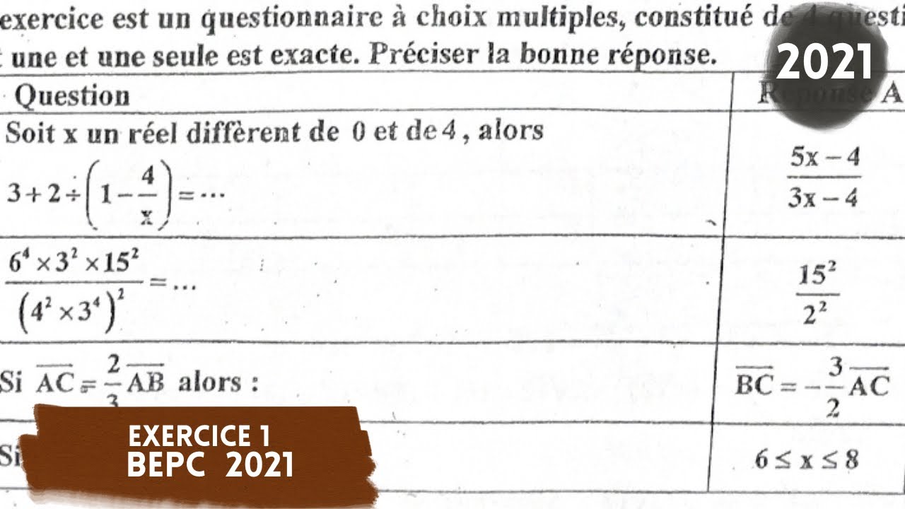 BEPC 2021 mauritanie: correction d&rsquo;exo 1