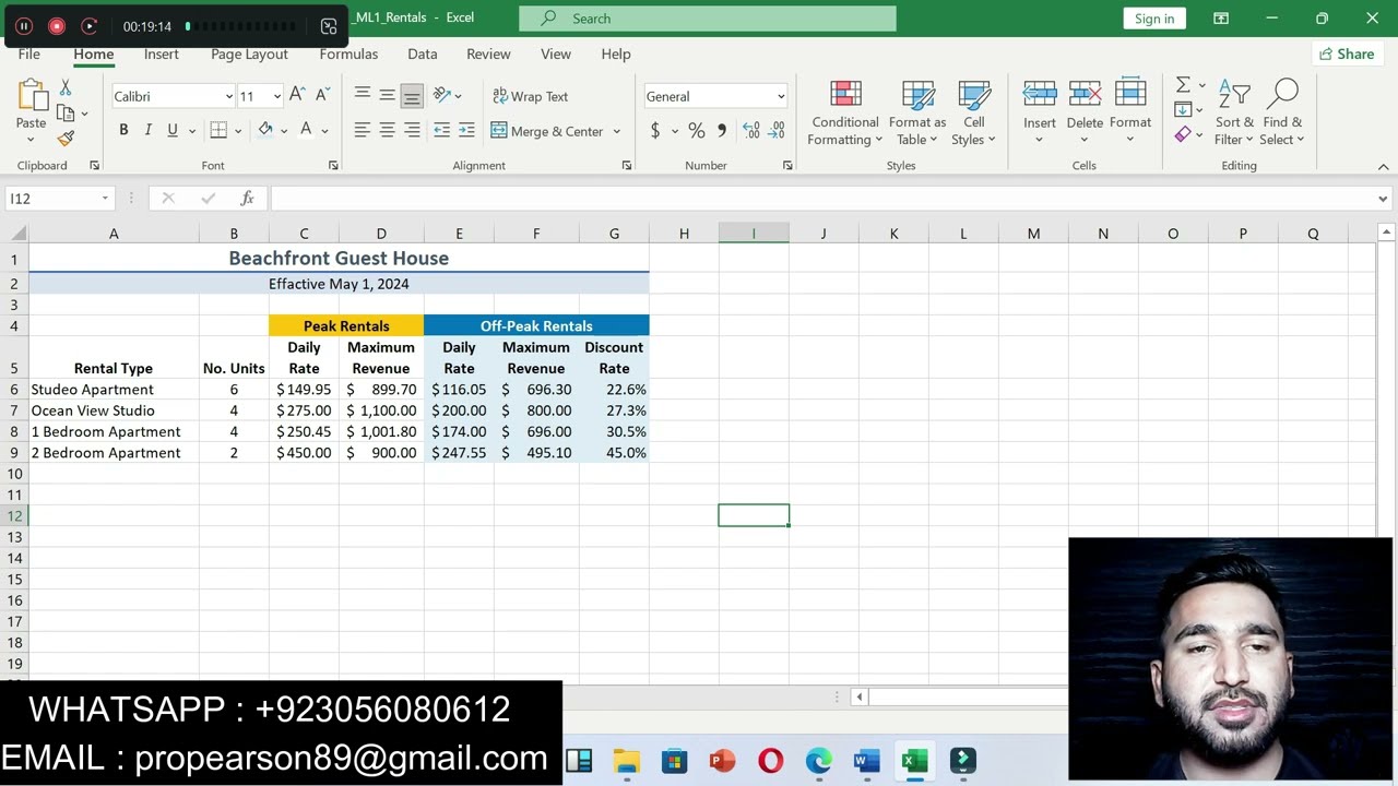 Exp22_Excel_Ch01_ML1_Rentals | Excel Chapter 1 Mid-Level 1 - Guest House Rental Rates/ALL STEPS 100%