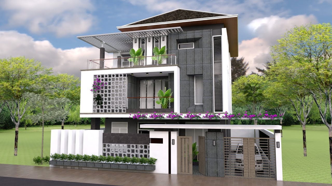 3D Home Design Plan 15x15m 3d sketchup elevation map house designs