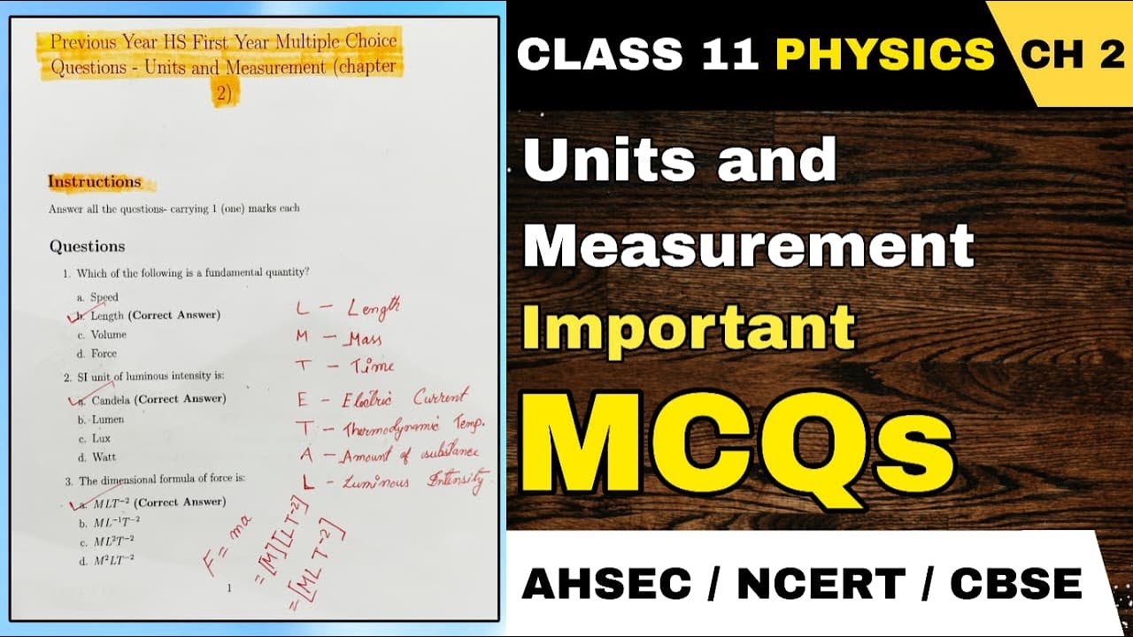 HS First Year Final Exam 2026: Previous Year MCQs | Chapter-wise | Chapter 2 : Units & Measurements