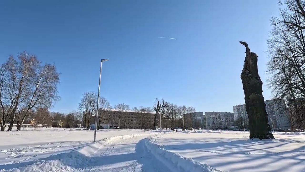 1 gara pastaiga Ebelmuižas parks 14 feb se long walking tour city sounds dynamic camera asmr 4K