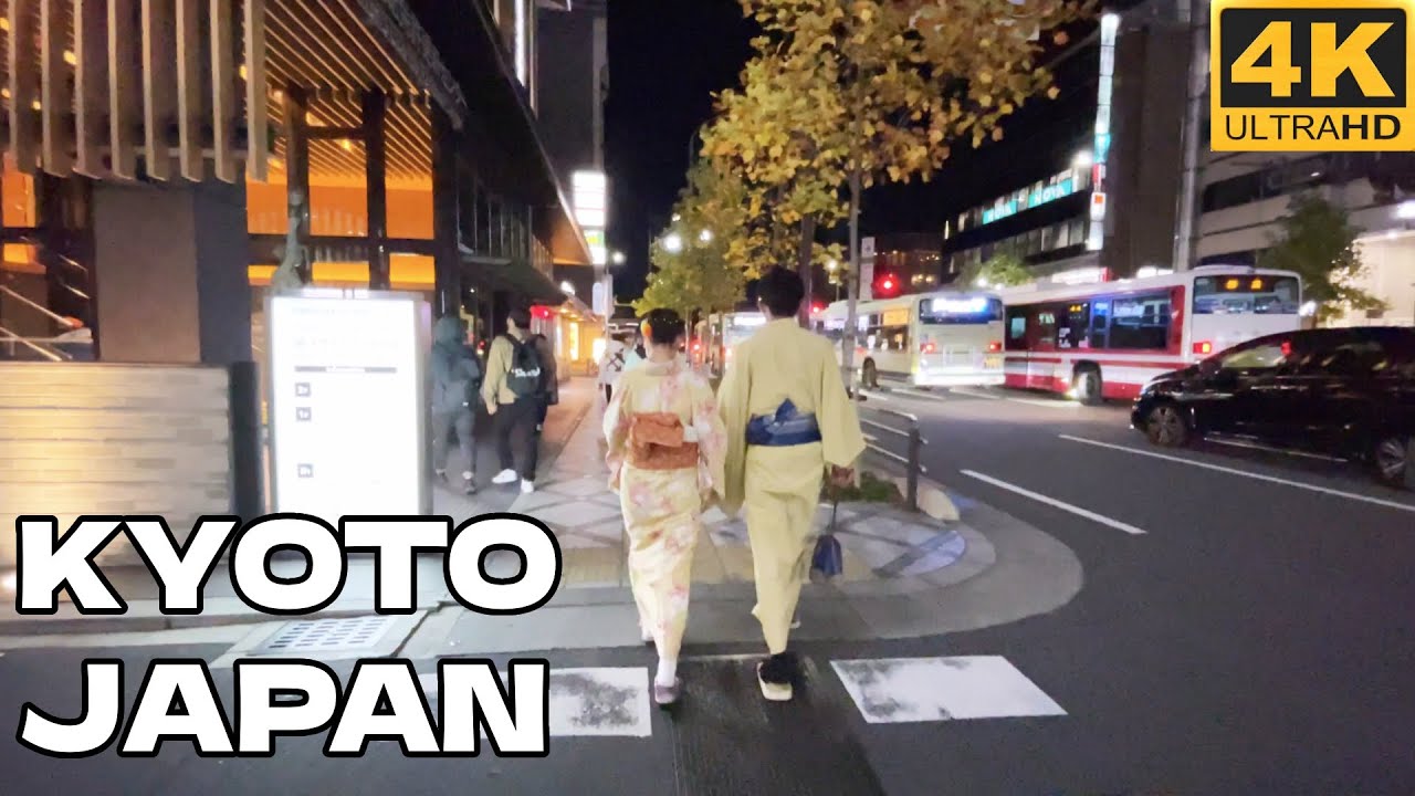 4K KYOTO JAPAN -  Kyoto Station Night Walking Tour 24h Street View - Japan Life - Japan Walk TV